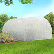 IDMarket - Telone di ricambio per serra da giardino a tunnel da 12 m², 4 x 3 x 2 m, anti-UV, con porta e finestre ZEBRA bianca, per tutte l