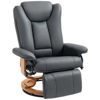 Poltrona relax reclinabile e girevole, rivestita in similpelle, capacità fino a 150 kg, Grigio scuro