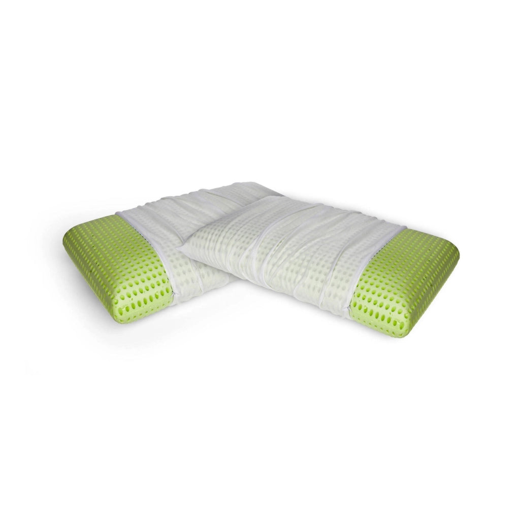 Talamo Italia Set di 2 Cuscini per Rosmarino, 100% Made in Italy, Guanciale sfoderabile a "saponetta" in Memory Foam forato ,Anallergico e Traspirante,70x40xh16 cm