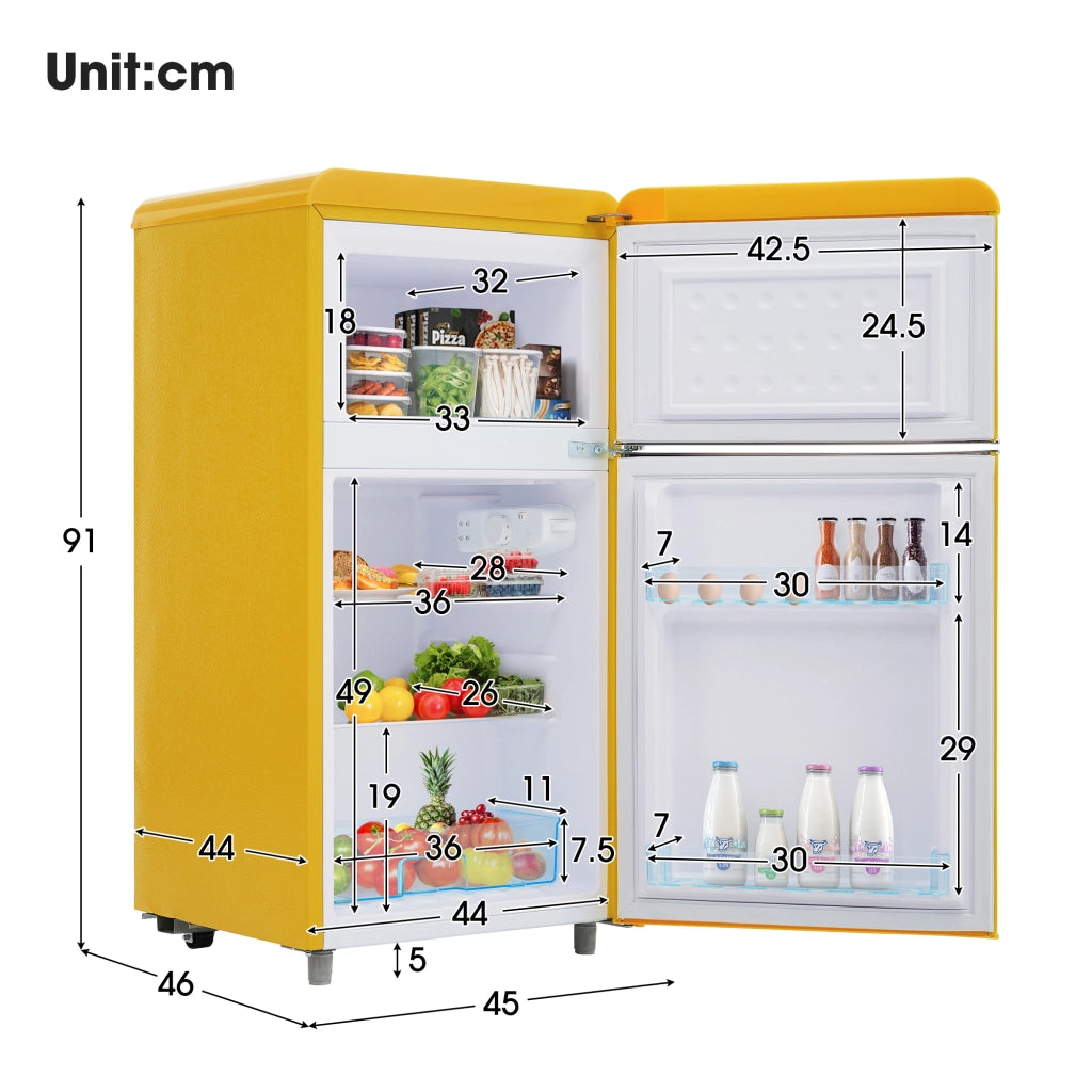 Frigorifero Retro Doppia Porta con Congelatore ¨C MINIMAL ¨C 72L, Classe E, LED