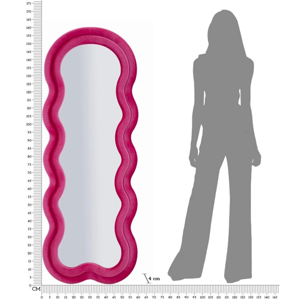 Specchio da parete Miki XL con cornice in velluto fucsia