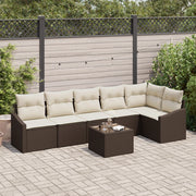 Set da Pranzo da Giardino con Cuscini in Rattan Grigio a 6 Pezzi