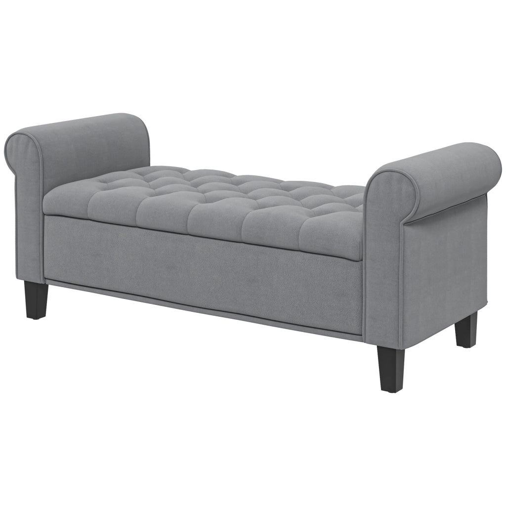 Panca imbottita con schienale ¨C zephmum ¨C 126x48.5x57 cm, grigio, velluto