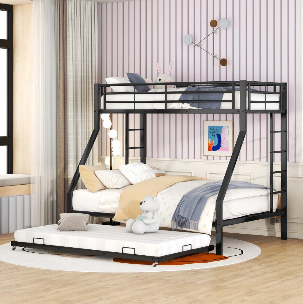 Letto a castello in metallo con letto estraibile 90/140x200 cm; nero