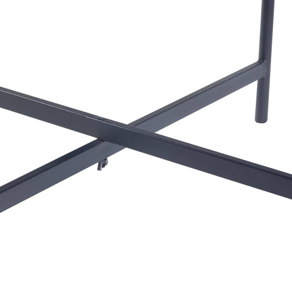 Tavolino Basso Lier con Piano Rotondo Ø 61 in Vetro Telaio in Metallo Nero [en.casa]