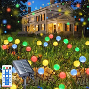Set di Illuminazione Solare per Esterno da 4 - Lampade LED Idrorepellenti con Comando a Distanza e 8 Modalità di Illuminazione per Decorazione Esterna