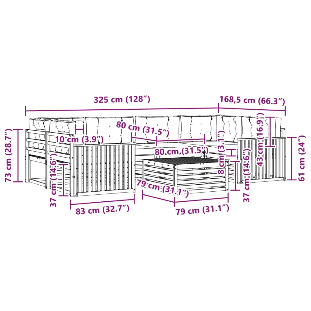 Set di divani da esterno 7 pcs Grigio Naturale e Chiaro 3373096