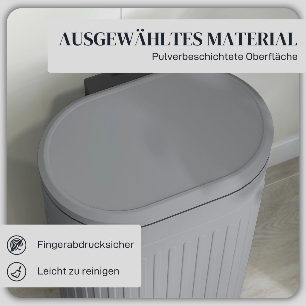 Cestino Pedale 30L con Coperchio e Inseritore ¨C Zephmum ¨C Grigio 36,5x31,2x60,8 cm