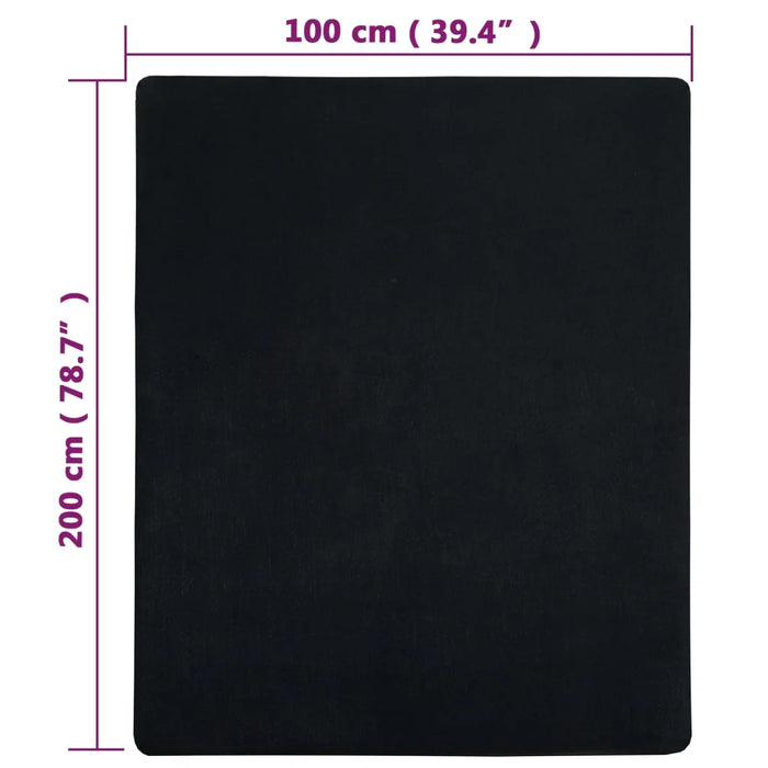 Lenzuola con Angoli Jersey 2pz Nero 100x200 cm Cotone 136213