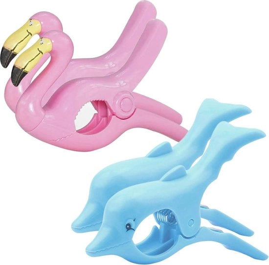 Clip per tenda da spiaggia - 4 pezzi clip in plastica per tenda da spiaggia - pinze per stirare impermeabili - doppia spessore - clip per coperte nuovità - lettini, sdraio, sdraio per piscina - asse da stendere
