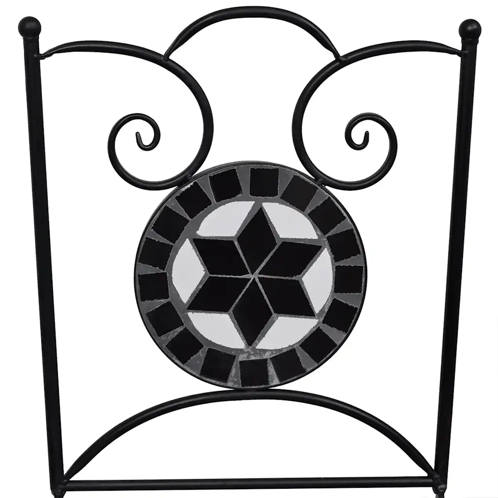 Sedie da Bistrot Pieghevoli 2 pz | Sedie da Esterno in Ceramica Nero e Bianco