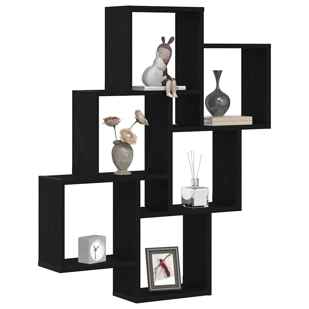 Scaffale da parete A parete Rovere Nero 78 x 15 x 93 cm 862649
