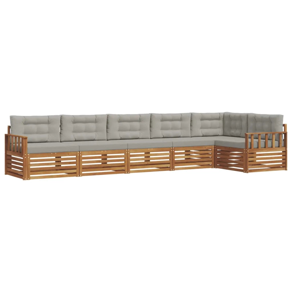 Set di divani da esterno 6 pcs Grigio Naturale e Chiaro