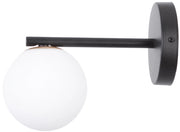 Applique minimal nera con globo vetro bianco Gama G9 Sigma