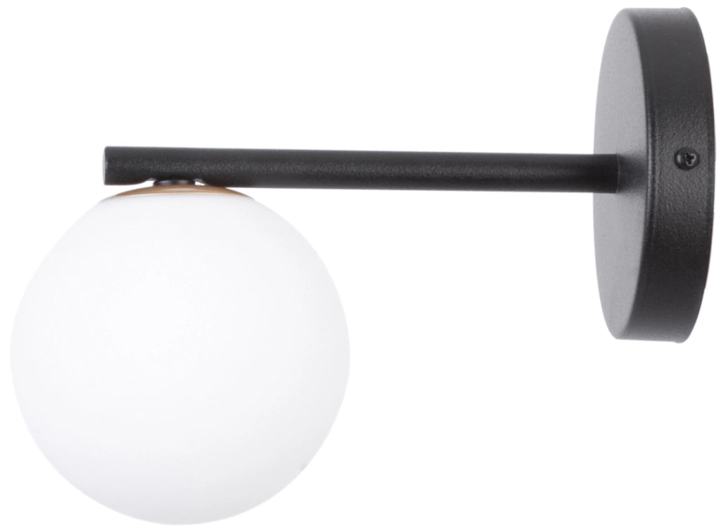 Applique minimal nera con globo vetro bianco Gama G9 Sigma