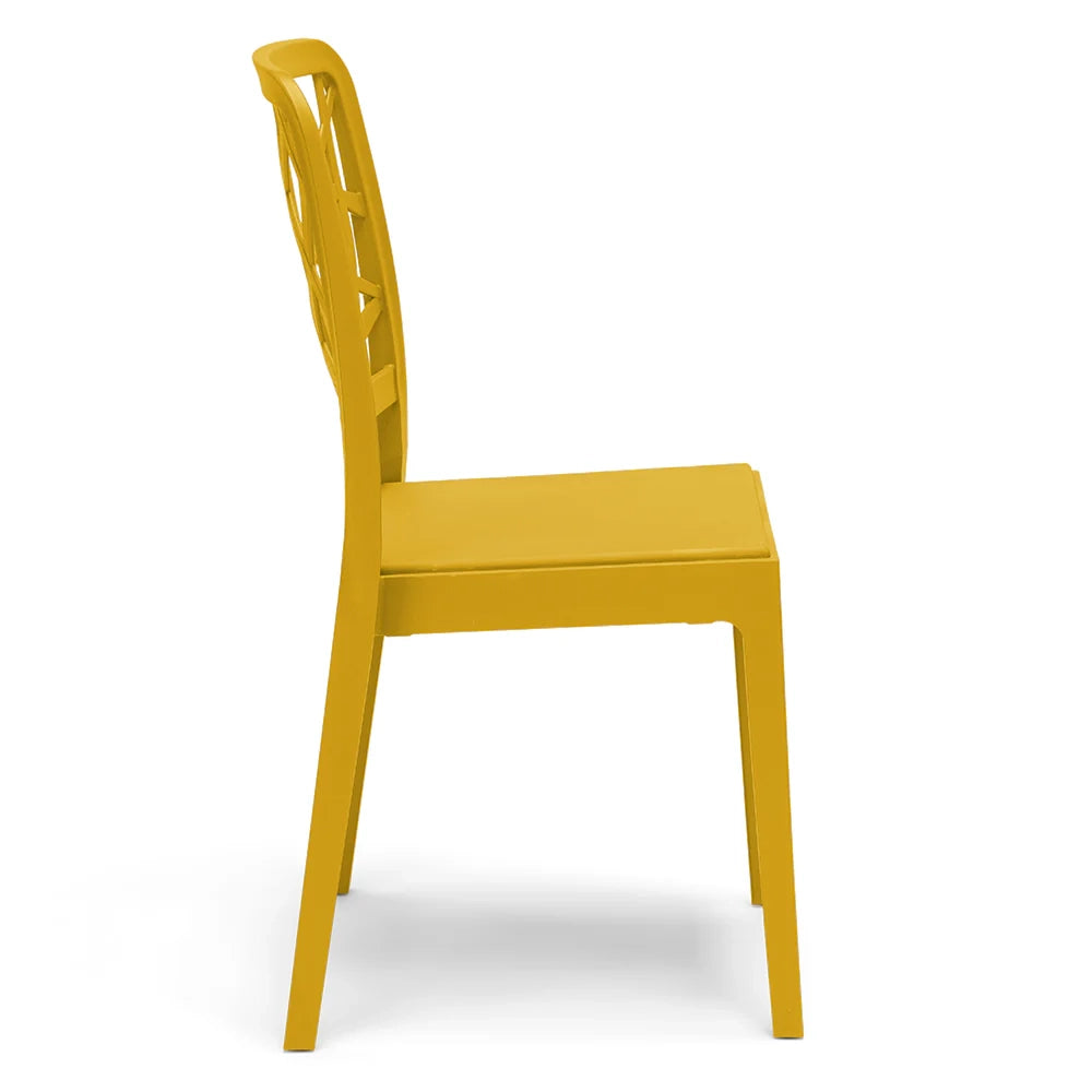 Sedia in polipropilene PENELOPE, impilabile, resistente ai raggi UV, design moderno, ideale per sala da pranzo, cucina, sala d’attesa, bar, ristoranti o giardino, colore Senape