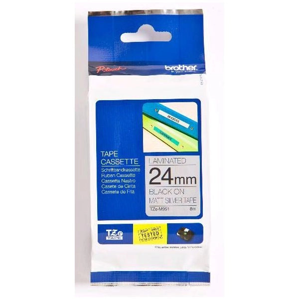 Brother tze-m951 nastro per etichettatrice nero su argento - TZEM951