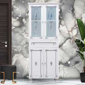 Colonna barocco white 150 cm con decorazioni