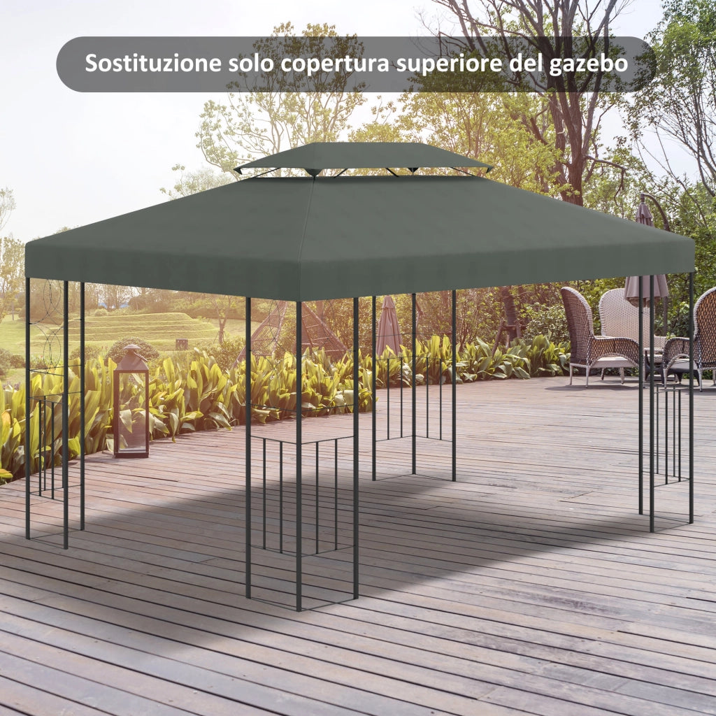 Copertura per Gazebo 2 Livelli ¨C Zephmum ¨C Poliestere 4x3 m Grigio Scuro