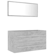 Set Mobili da Bagno | Armadio da bagno 2 pz Grigio Cemento in Legno Multistrato