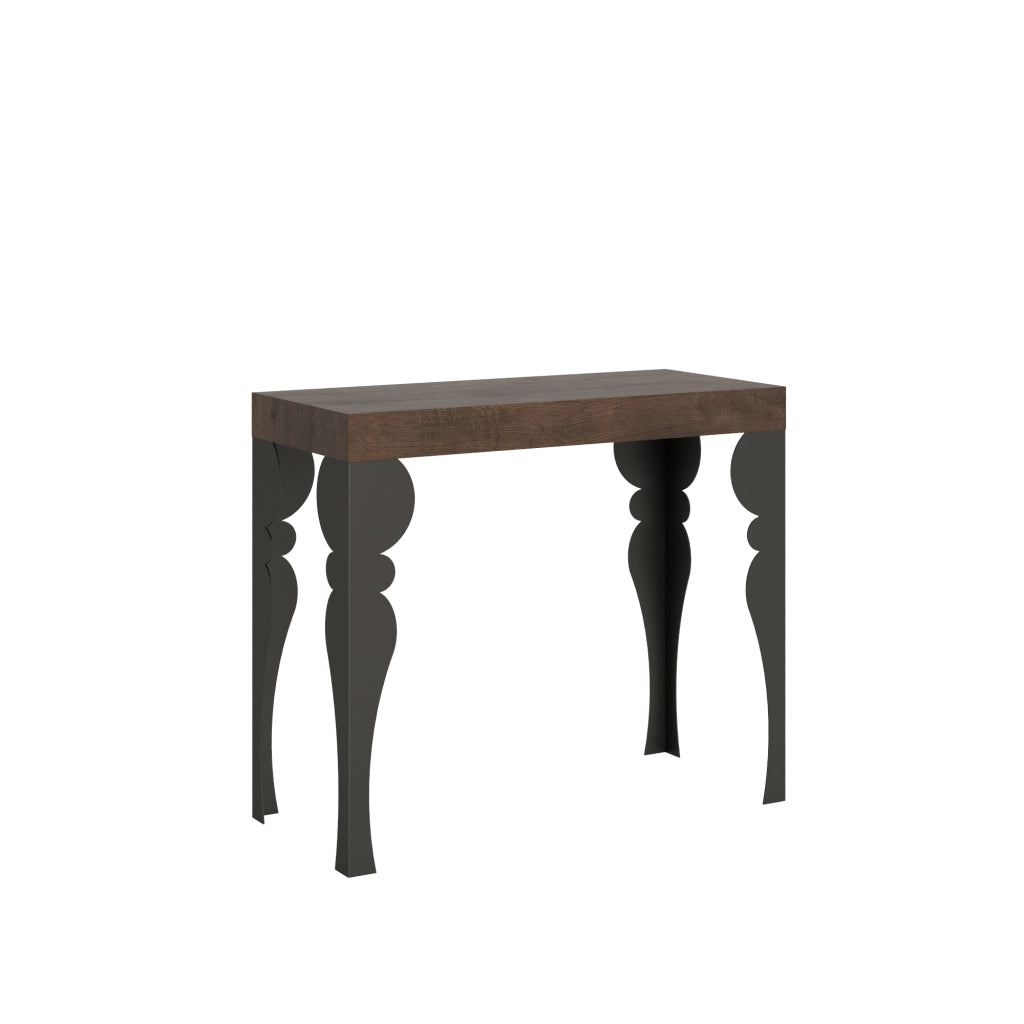 Consolle allungabile 90x40/196 cm Paxor Small Noce telaio Antracite