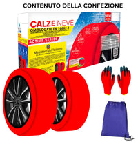 Calze da Neve per Auto Omologate EN 16662-1 Taglia XS in Tessuto 3D Rosso