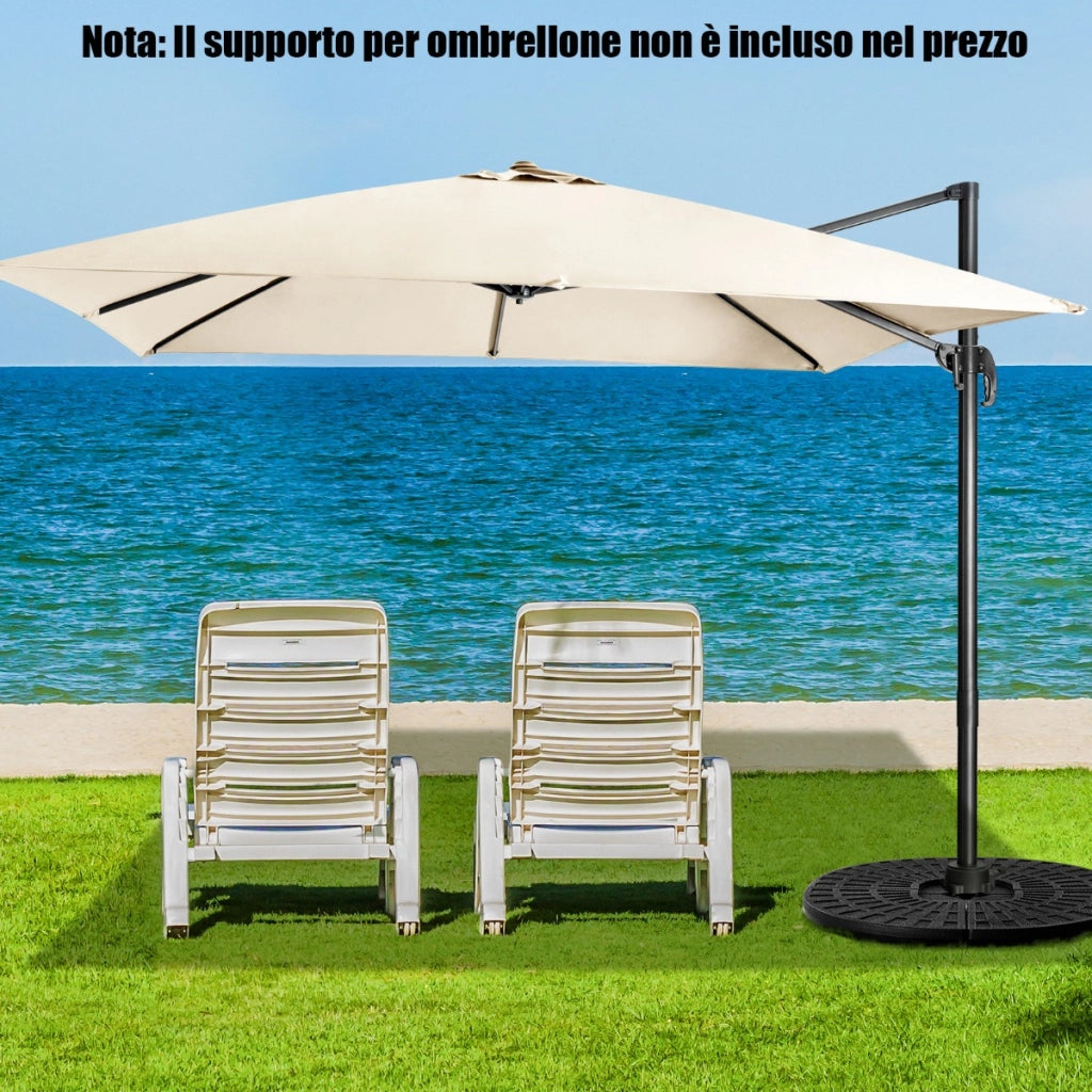 Ombrellone 300 cm per cortile con 3 inclinazioni e rotazione a 360¡ã, Ombrellone da esterno con 8 stecche Beige-Ombrelloni