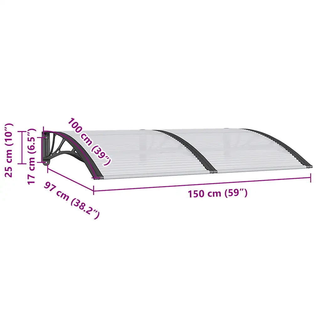 Tettoia per Porta Nera 150x100 cm Policarbonato CFW5136786