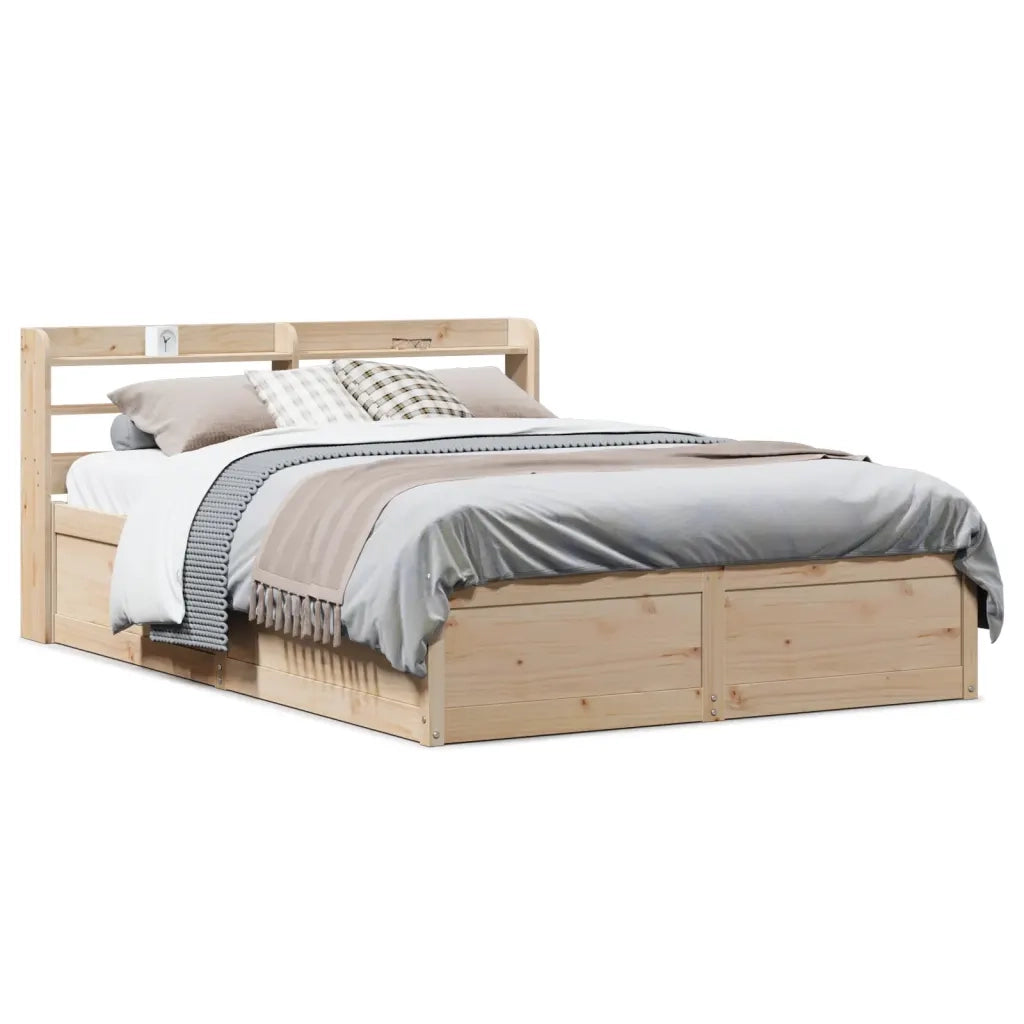 Giroletto con Testiera 135x190 cm in Legno Massello di Pino 3307098