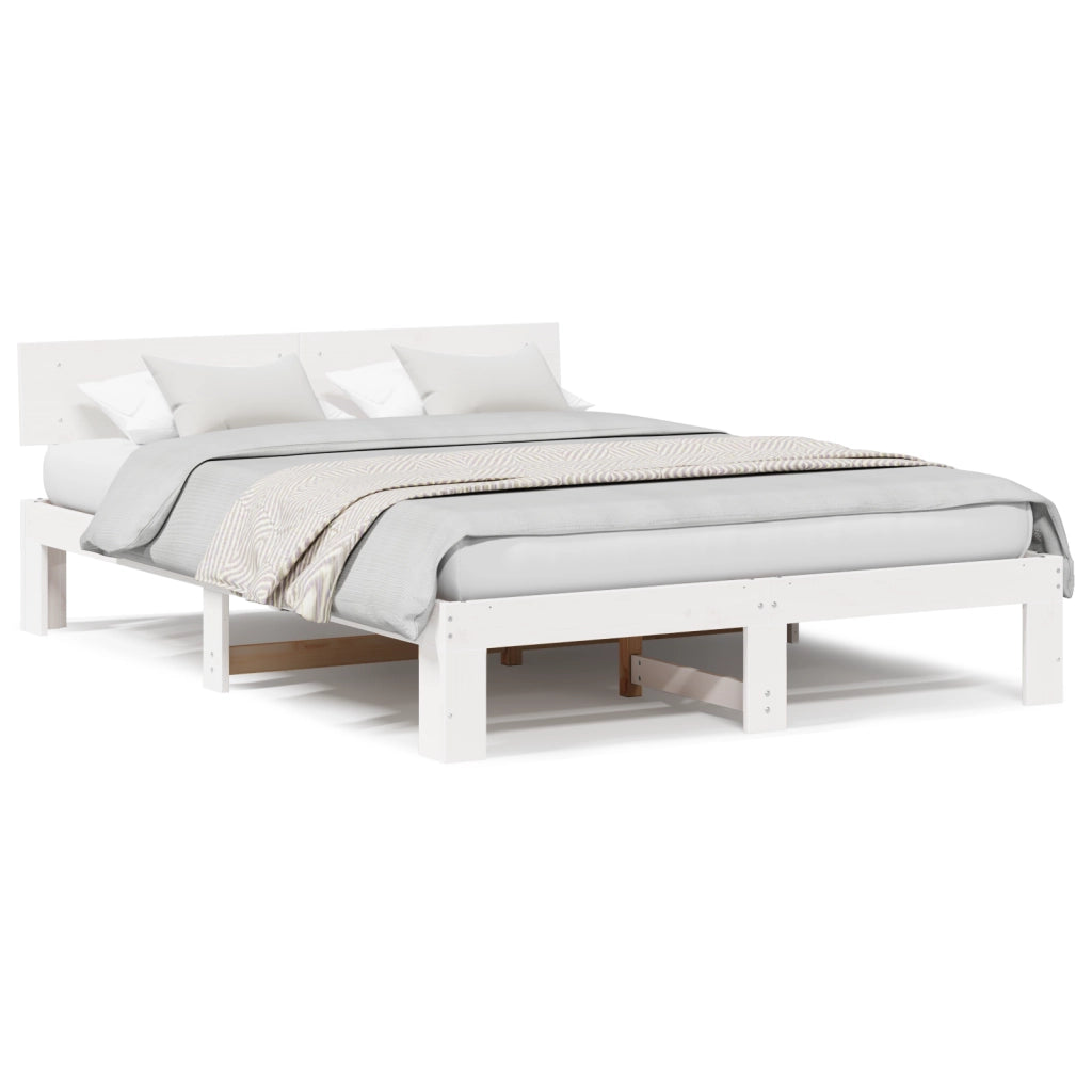 Struttura letto con testiera bianca 140x200 cm Legno massello di pino