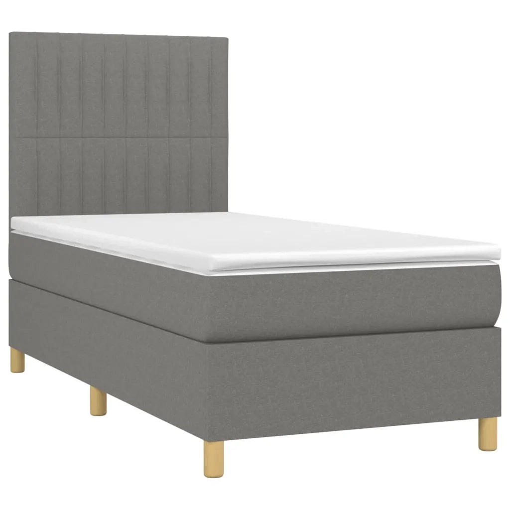 Letto a Molle Materasso e LED Grigio Scuro 90x200 cm in Tessuto cod mxl 68630