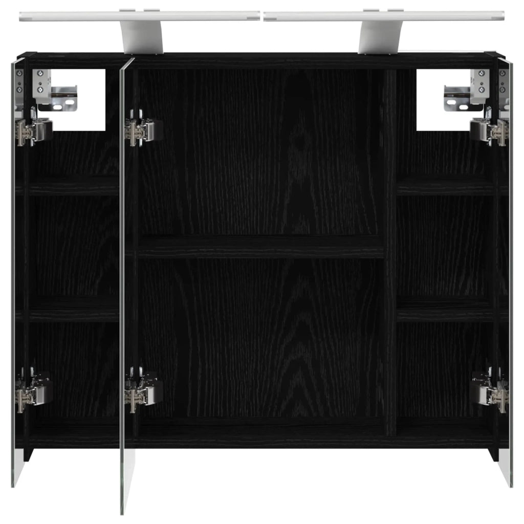 Mobiletto per specchio da bagno Rovere Nero 60 x 14,5 x 50 cm