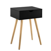 Tavolino con cassetto comodino comodino cassettiera mobile contenitore gambe in pino 60 cm nero 03_0003143