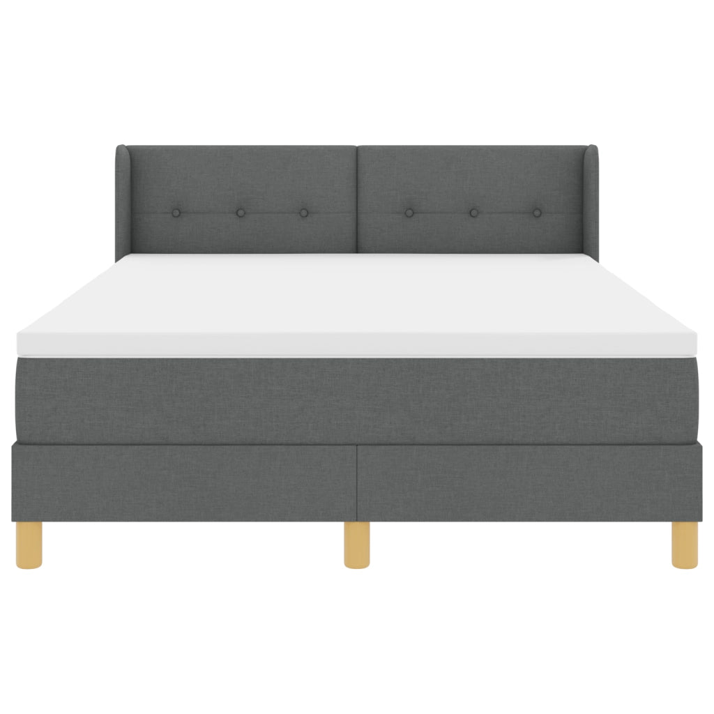 Letto Box Spring con Materasso Grigio Scuro 140x190 cm Tessuto