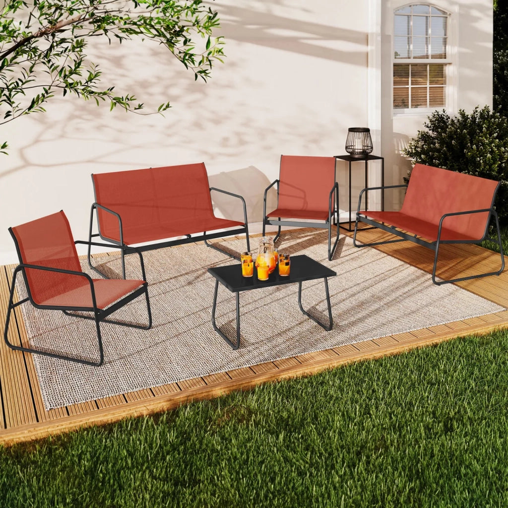 IDMarket - Set di mobili da giardino bassi MALAGA a 6 posti con 2 divani, poltrone e tavolo in terracotta