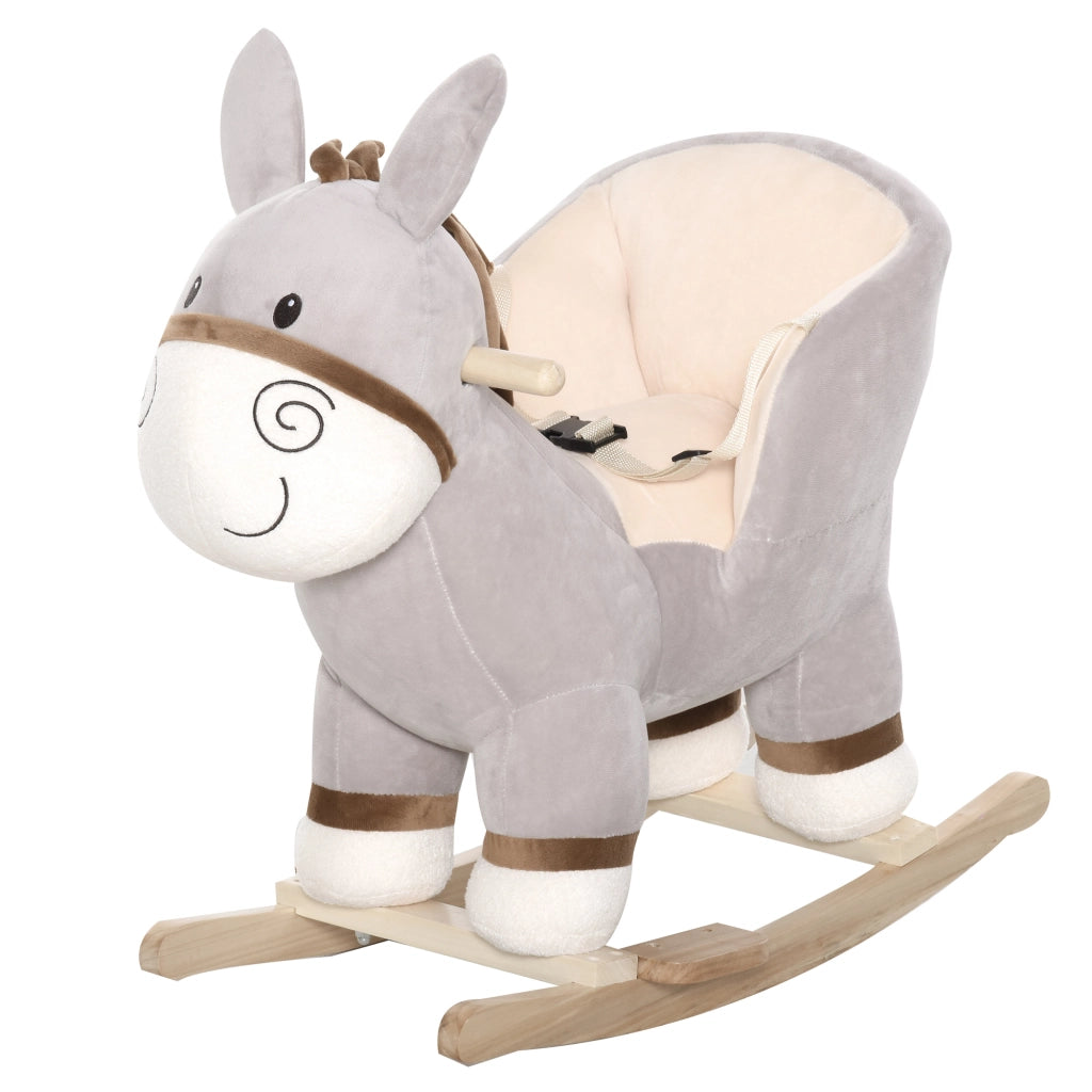 Cavallo a Dondolo in Legno per Bambini ¨C Zephmum ¨C Grigio 61x34x58 cm