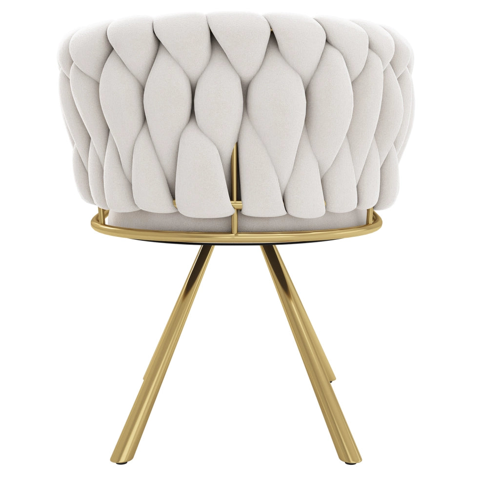Sedia da pranzo girevole 58.42x54.61x45.09 cm con rotazione 360°; in velluto; beige e oro