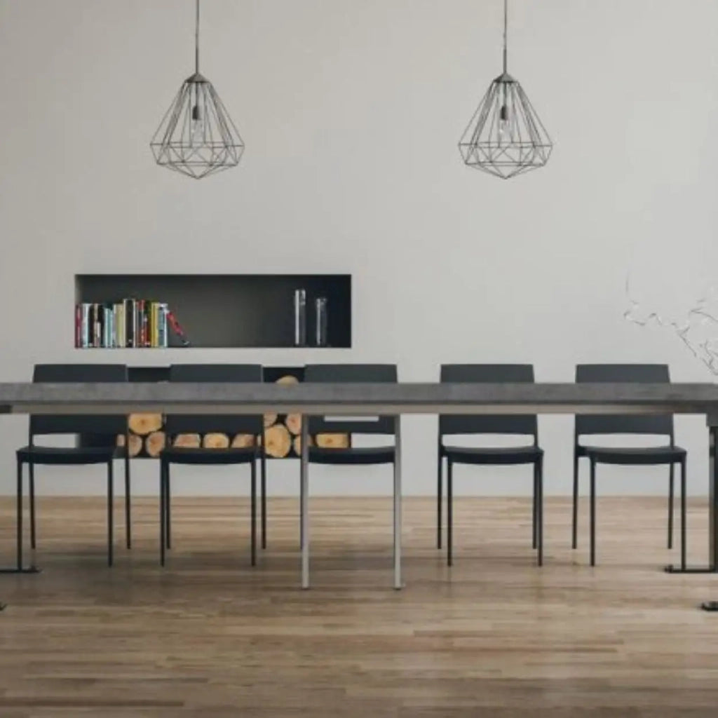 Consolle allungabile 90x40/300 cm Tecno cemento gambe antracite