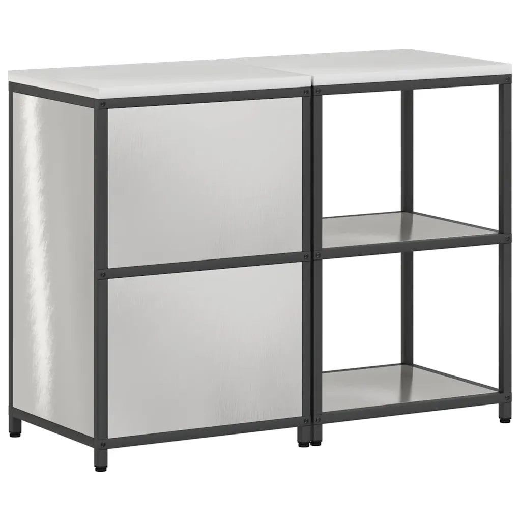 vidaXL Set di Stoccaggio per Cucina 2 pcs Argento 120 x 50 x 92 cm