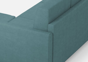 Divano 2 Posti con Pouf 138x155x85 cm Karay in Tessuto Petrolio