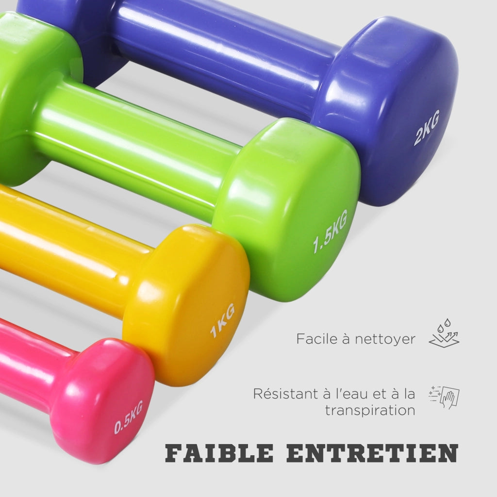 Set Manubri 10 Kg ¨C Xylo ¨C 0,5/1/1,5/2 Kg con Valigetta Metallo PU Multicolore