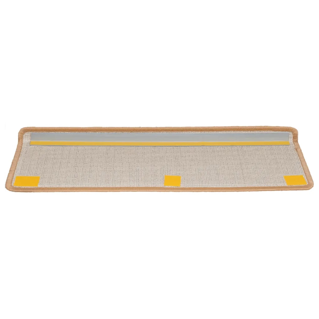 Tappetini per scale 15 pz 65x21x4 cm Beige Bordo rettangolare 134577