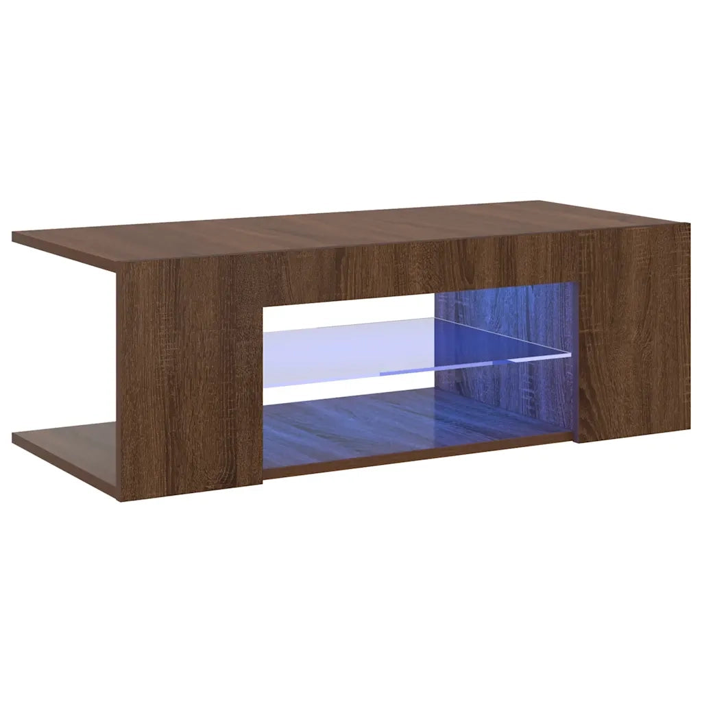 Mobile Porta TV con Luci LED Rovere Marrone 90x39x30 cm
