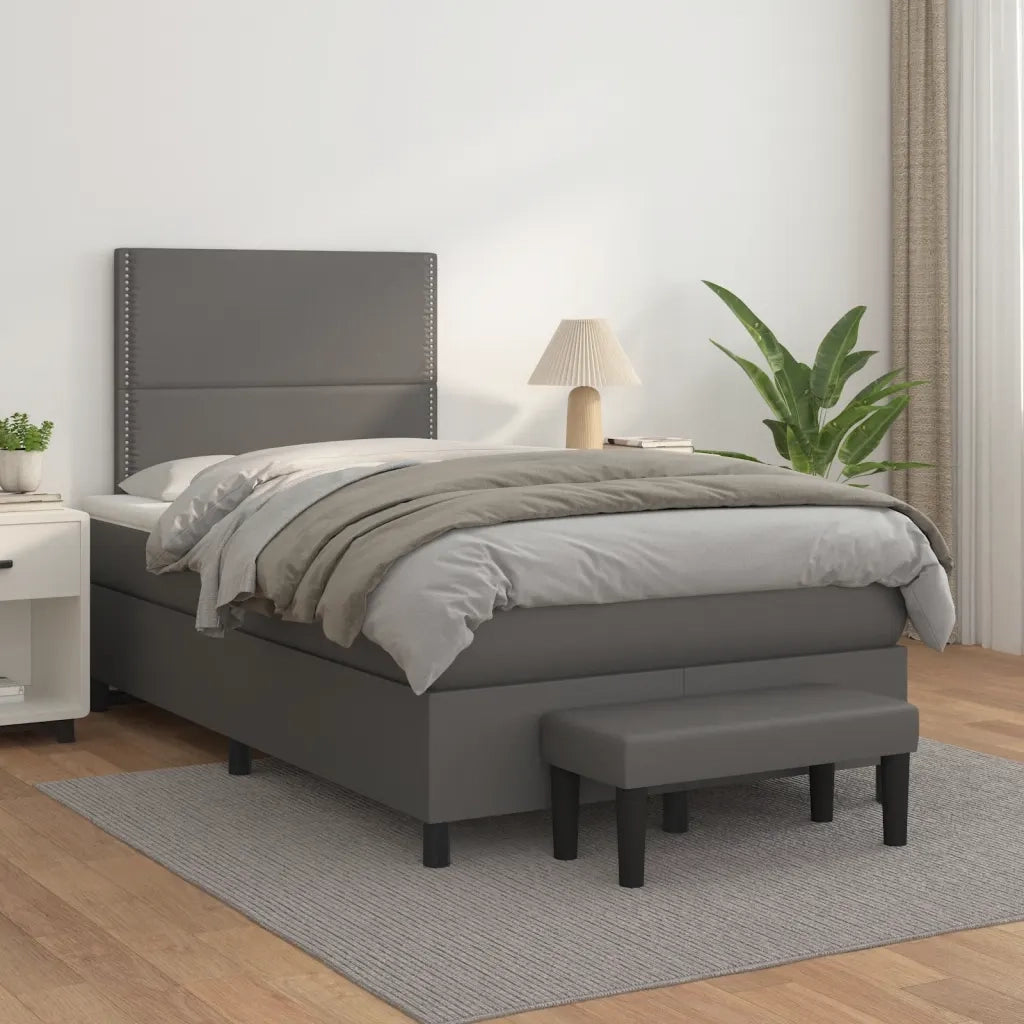 Giroletto a Molle con Materasso Grigio 120x190 cm in Similpelle