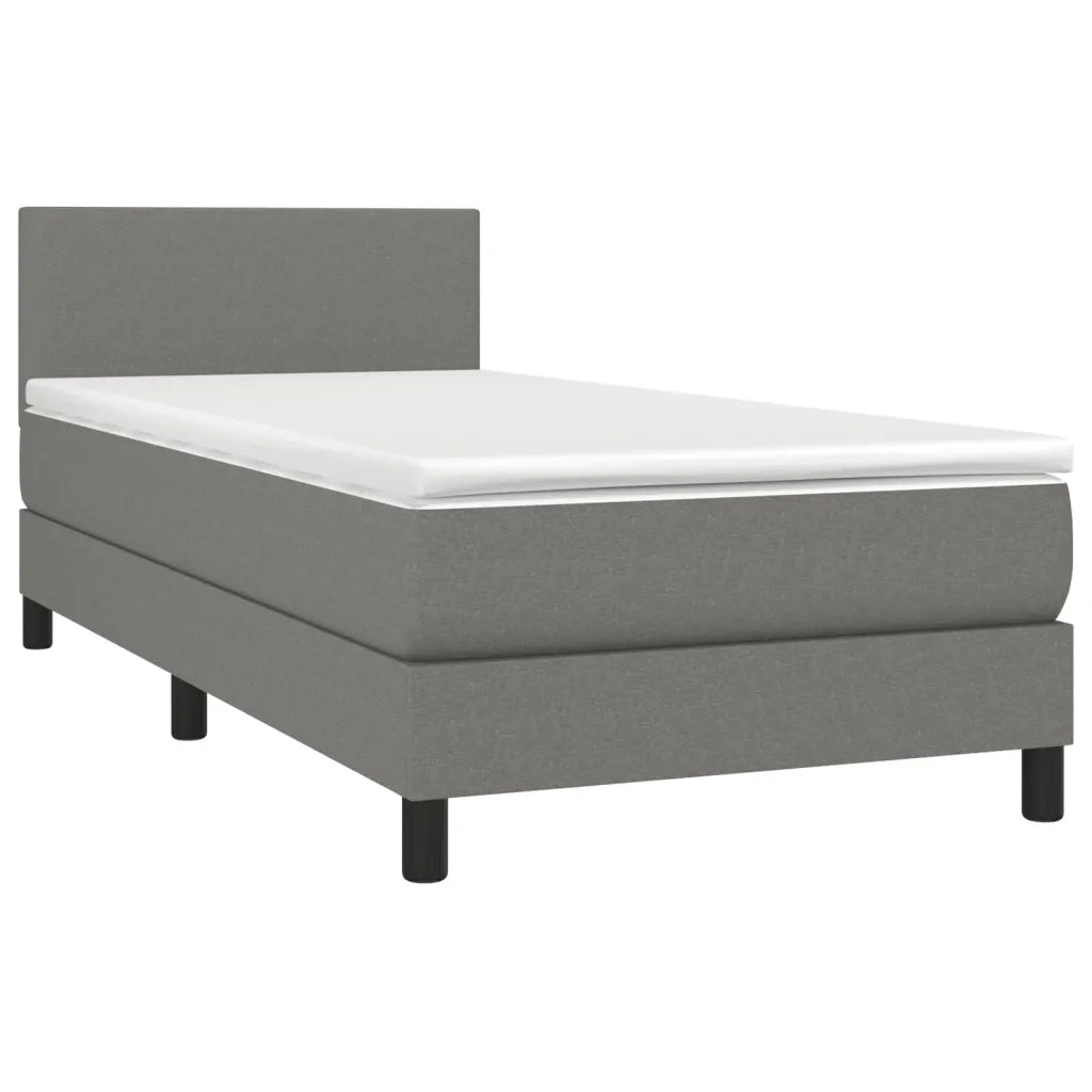 Letto a Molle Materasso e LED Grigio Scuro 100x200cm in Tessuto 3132974