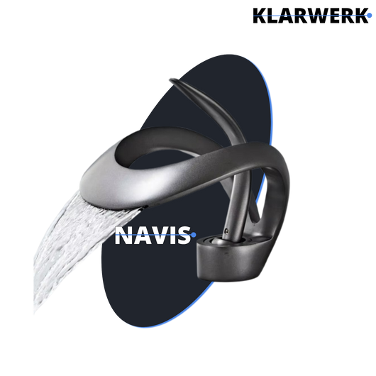 NAVIS | Rubinetto a cascata di design per bagno  nero | Elegante rubinetto in acciaio inossidabile premium per lavelli | Miscelatore  2 attacchi