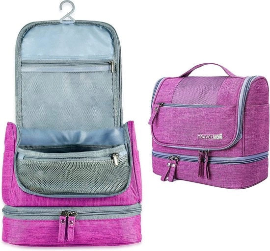 Toilette per donne, grande toilette asciutta umida separazione, borsa make-up impermeabile 600D Oxford con cerniera e 11 tasche, toilette da viaggio per la stanza da bagno, palestra
