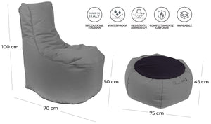 Poltrona Pouf e Tavolino in Acrilico Pomodone Bordeaux