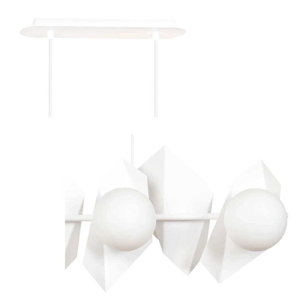 Lampadario Minimal Parvati Acciaio Bianco 6 Luci E14 Ip20