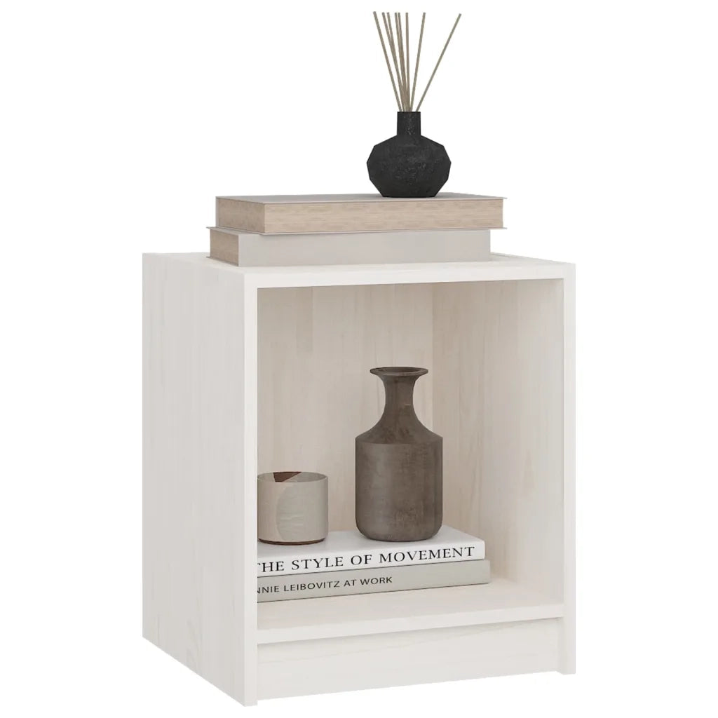 Comodini 2 pz Bianchi 35,5x33,5x41,5 cm Legno Massello di Pino 809922